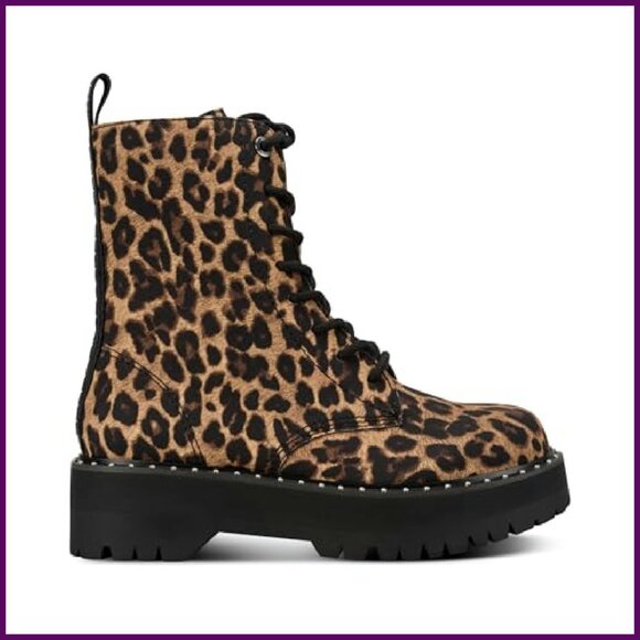 Lug Sole Lace Up Combat Boots Platform Heeled Ankle Boots - Picture 6 of 6